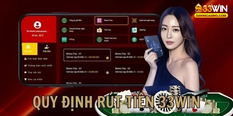 Rút tiền 33Win với yêu cầu đơn giản